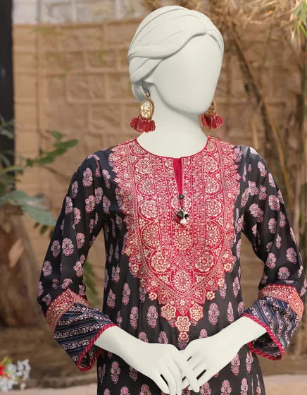 BLACK LAWN STITCHED 2PC | JLAWN-S-JST-24-1644