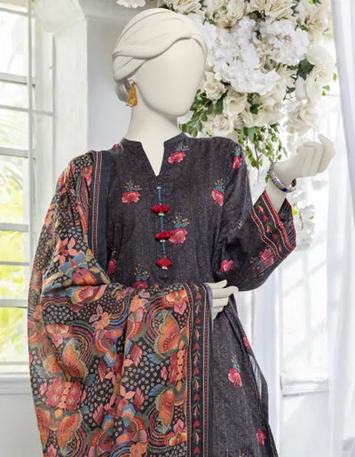 BLACK DORIA 3PC PRINTED STITCHED | JJPW-S-JPW-24-026