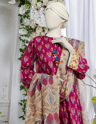 MAGENTA DORIA 3PC PRINTED STITCHED | JJPW-S-JPW-24-025
