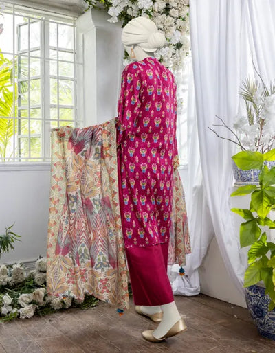 MAGENTA DORIA 3PC PRINTED STITCHED | JJPW-S-JPW-24-025