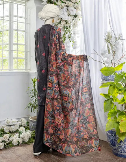 BLACK DORIA 3PC PRINTED STITCHED | JJPW-S-JPW-24-026