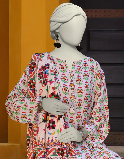 WHITE LAWN PRINTED UNSTITCHED 3PC | JLAWN-S-25-3141