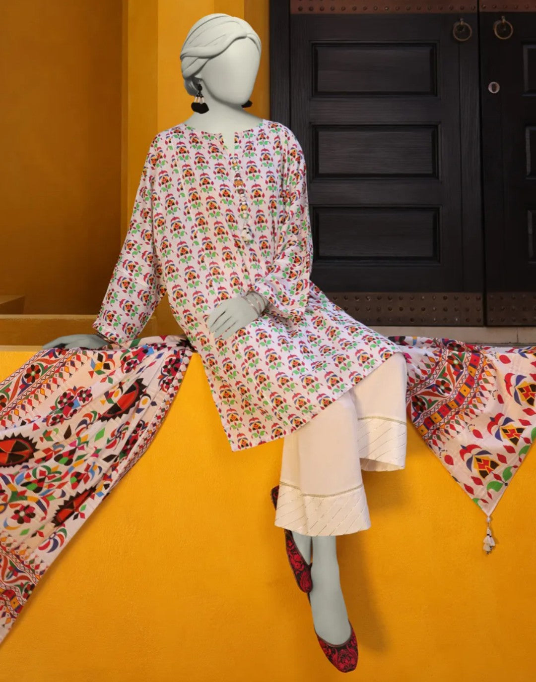 WHITE LAWN PRINTED UNSTITCHED 3PC | JLAWN-S-25-3141