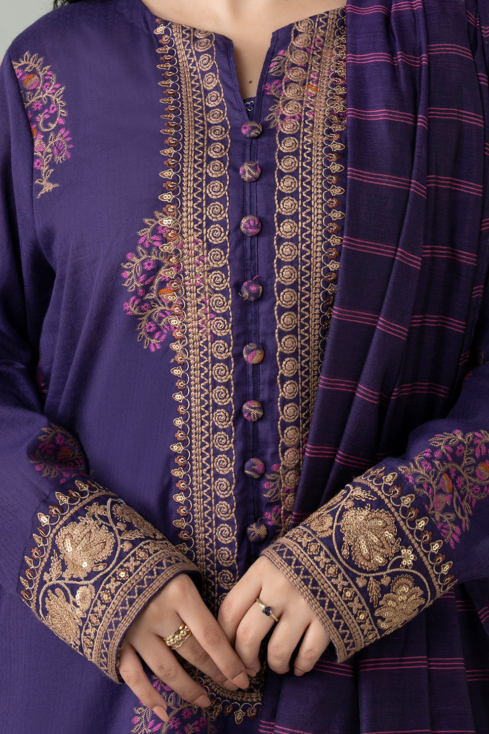 Embroidered Kurta Dupatta Trouser - 3352