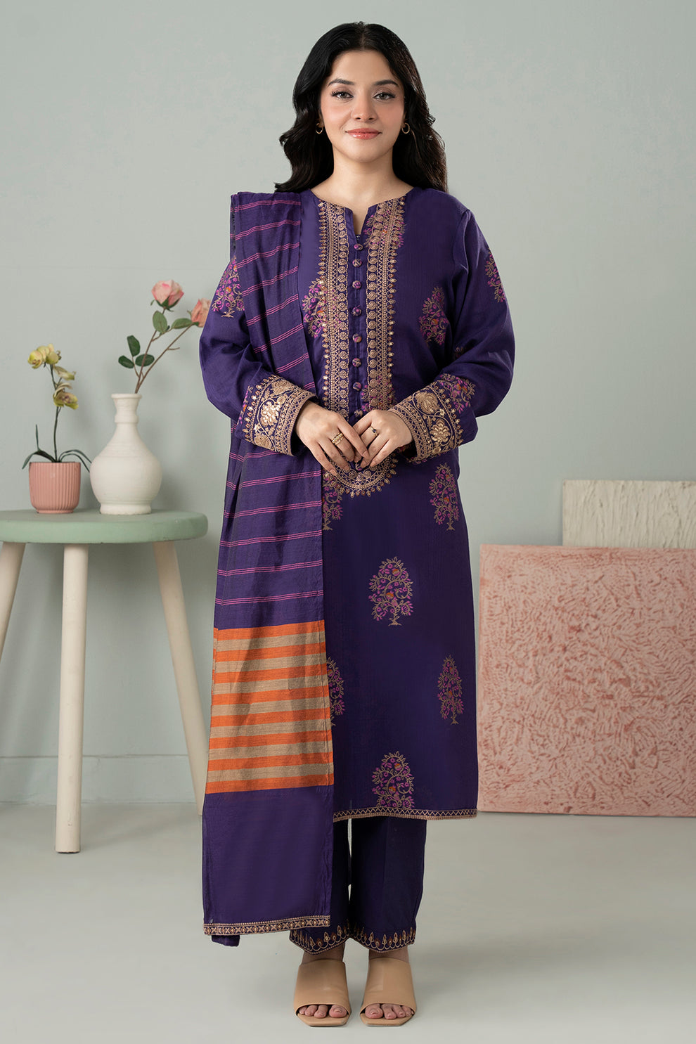 Embroidered Kurta Dupatta Trouser - 3352
