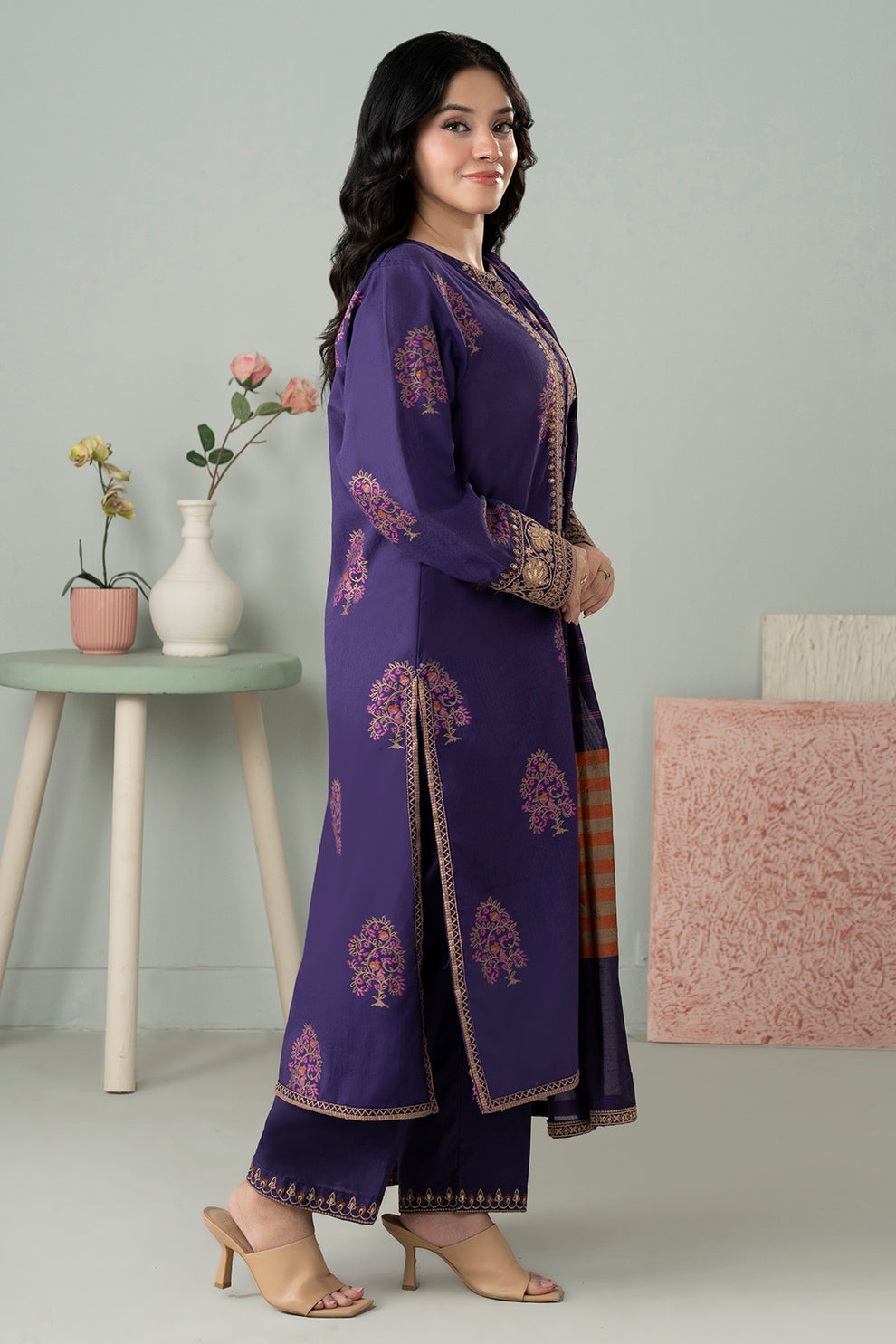 Embroidered Kurta Dupatta Trouser - 3352